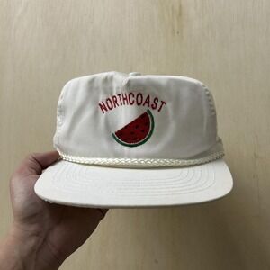 Vintage Captain Hat Cap Snap Back Mens One Size White Northcoast Watermelon Rope